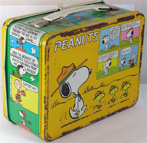 snoopy metal lunch box|snoopy vintage lunch box.